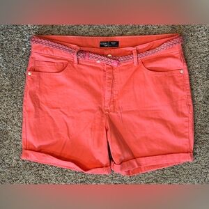 Riders Womens Coral Cut Off Jean Shorts Missed Sz 18 New